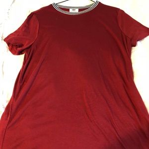 Old Navy red tee with striped collar! Size large